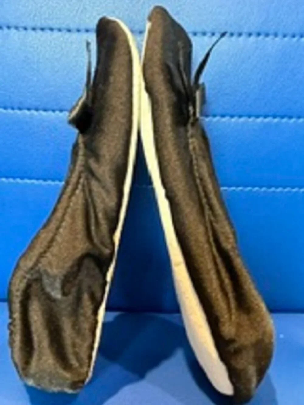 Girl's Black Satin Ballerina Slippers Leather Sole Slip-On with Bow Sz: M(10-13)